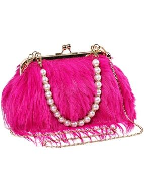 〽️ Women's Hot Pink Clutch Purses Banquet Prom Buckle Evening Crossbody Bag